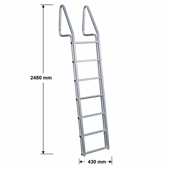 Aliumininės kopėtėlės lieptui 7 pakopų, 2480 mm