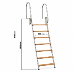 Vartomos nerūdijančio plieno kopėtėlės lieptui 7 pakopų, 2400 mm