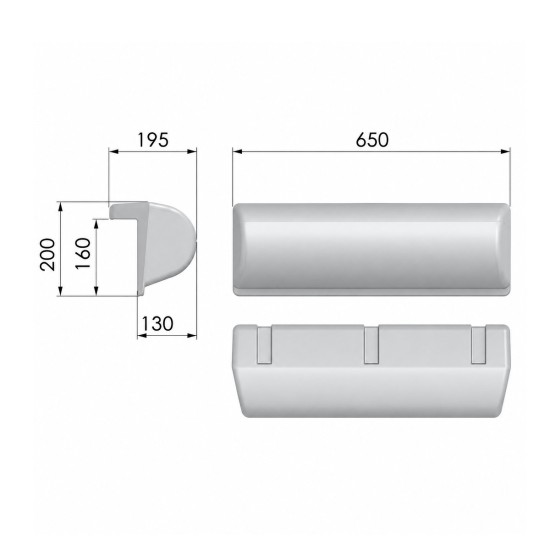 Prieplaukos fenderis MBF150 POLYFORM Marina Bumper 650x150 mm (pilkas)